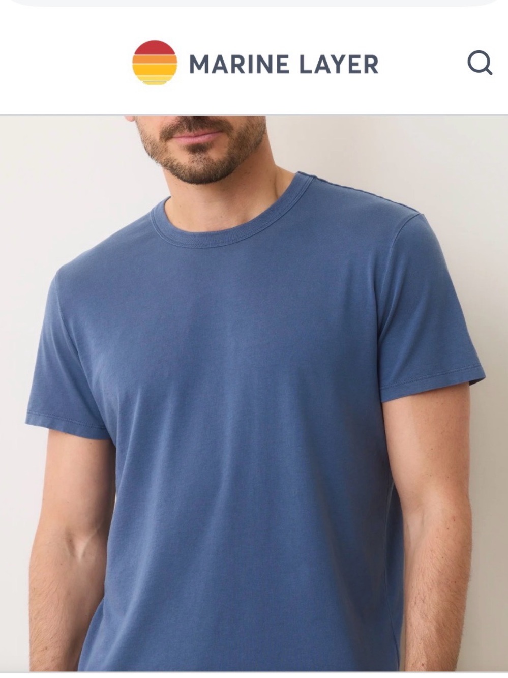 EUC Marine Layer Men's Crewneck Tee in Slate Blue XL